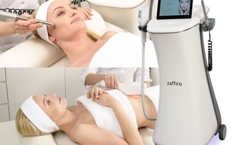 Zaffiro treatments on the face and body beside the Zaffiro device